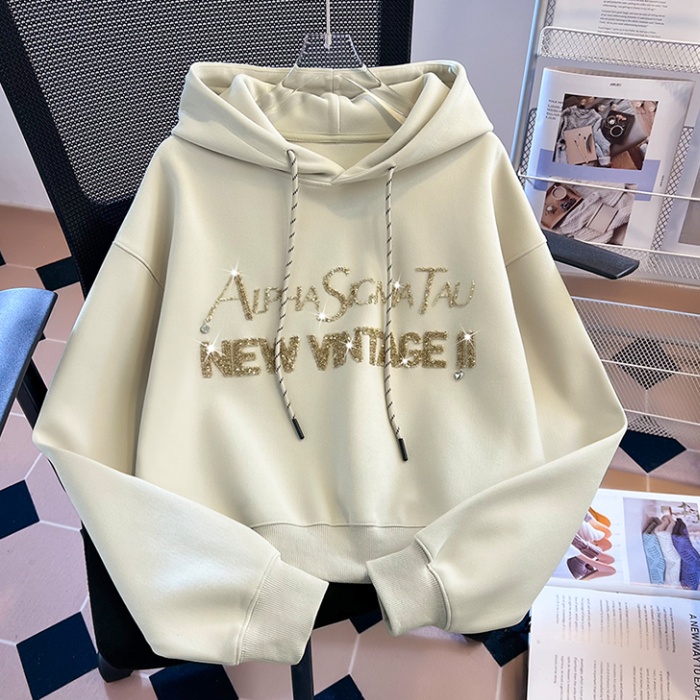 Pullover hooded short small fellow loose letters hoodie