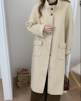 Winter single-breasted woolen coat long overcoat for women