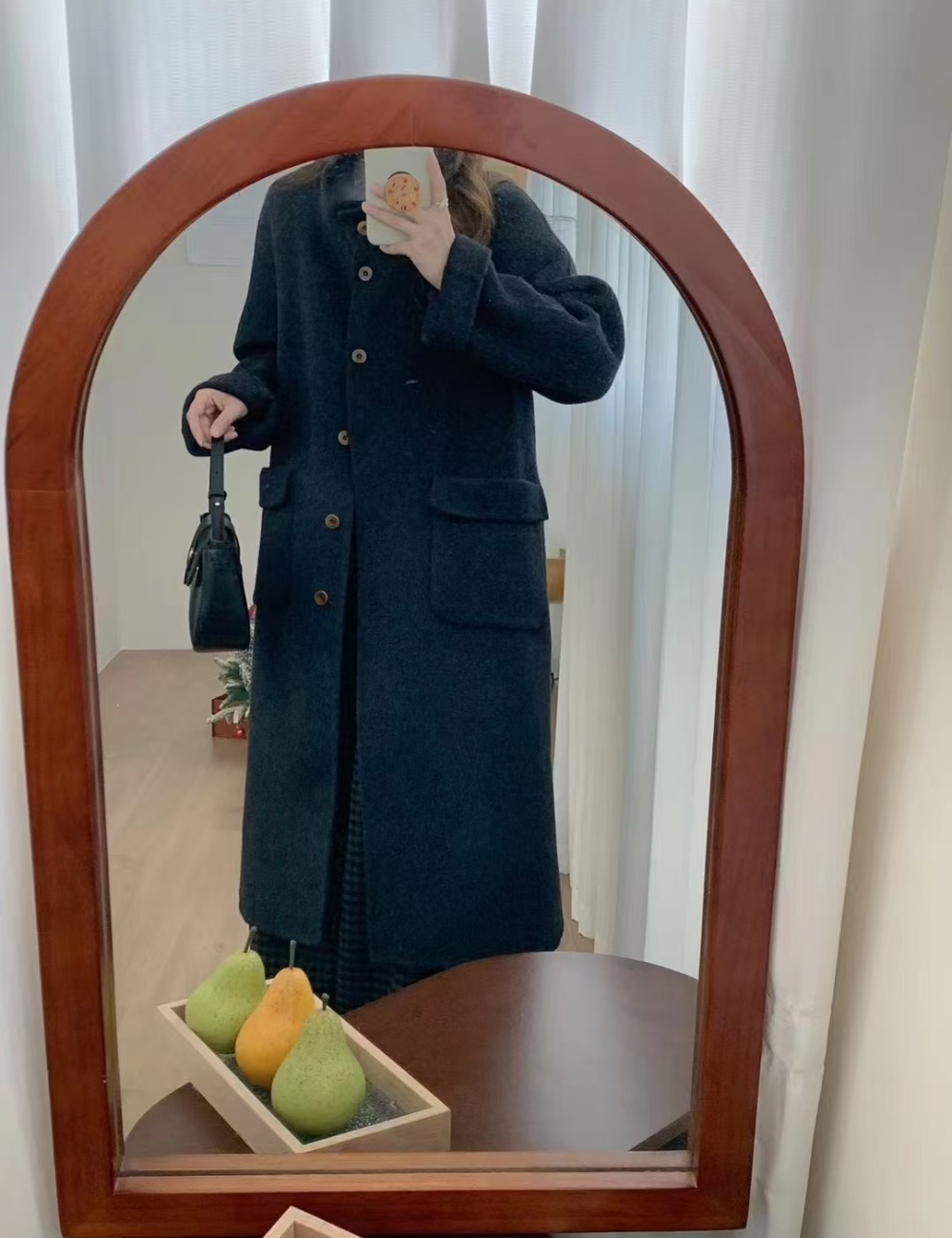 Winter single-breasted woolen coat long overcoat for women