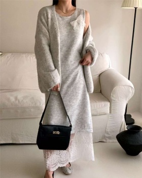 Knitted spring cardigan slim chanelstyle coat 2pcs set