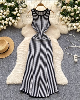 Knitted tight sleeveless dress elasticity dress for women