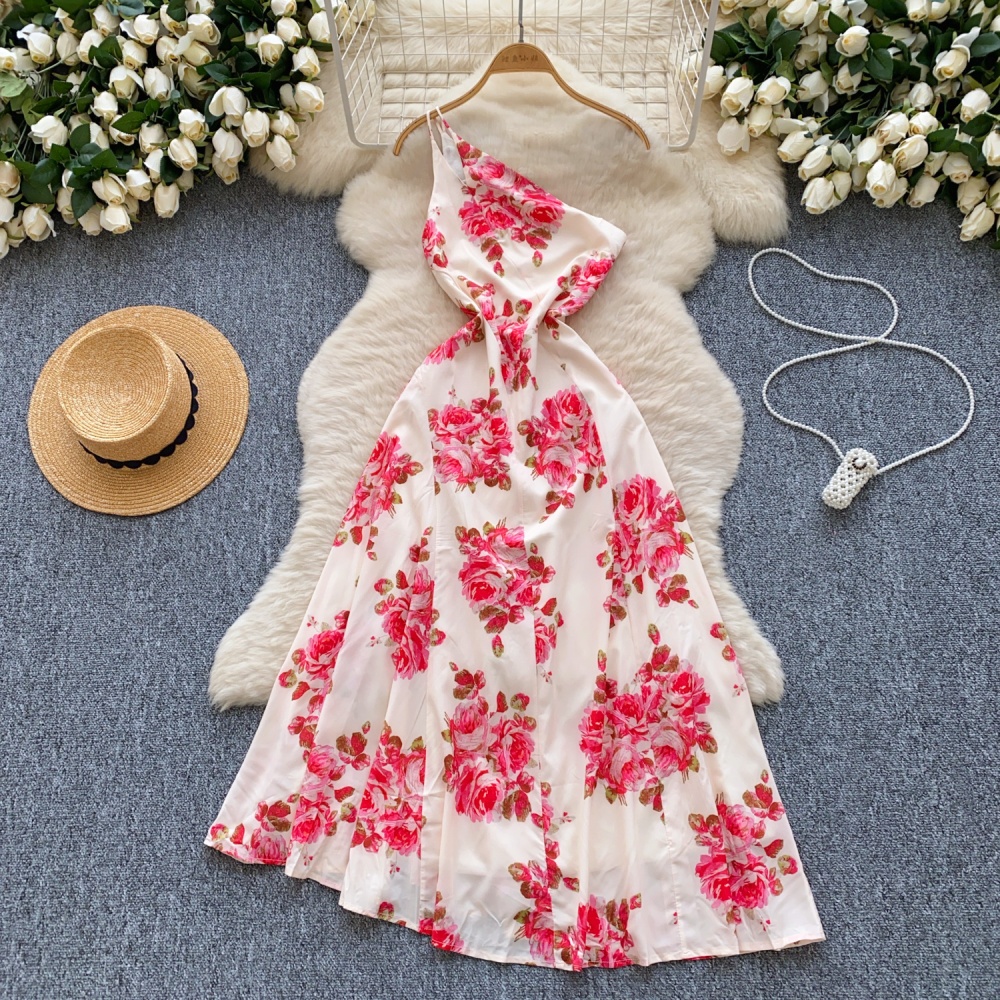 Slim printing dress France style long dress