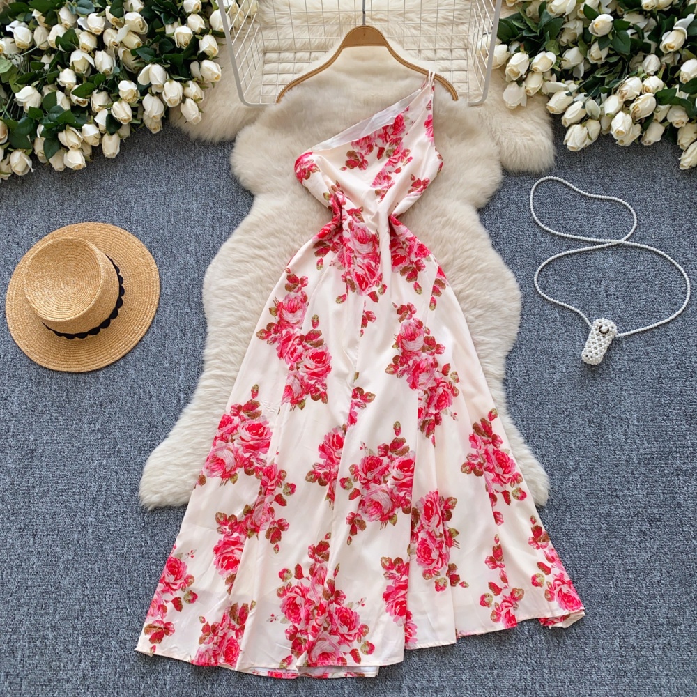 Slim printing dress France style long dress