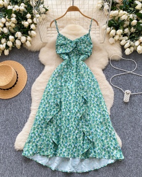 Vacation long dress lotus leaf edges dress for women