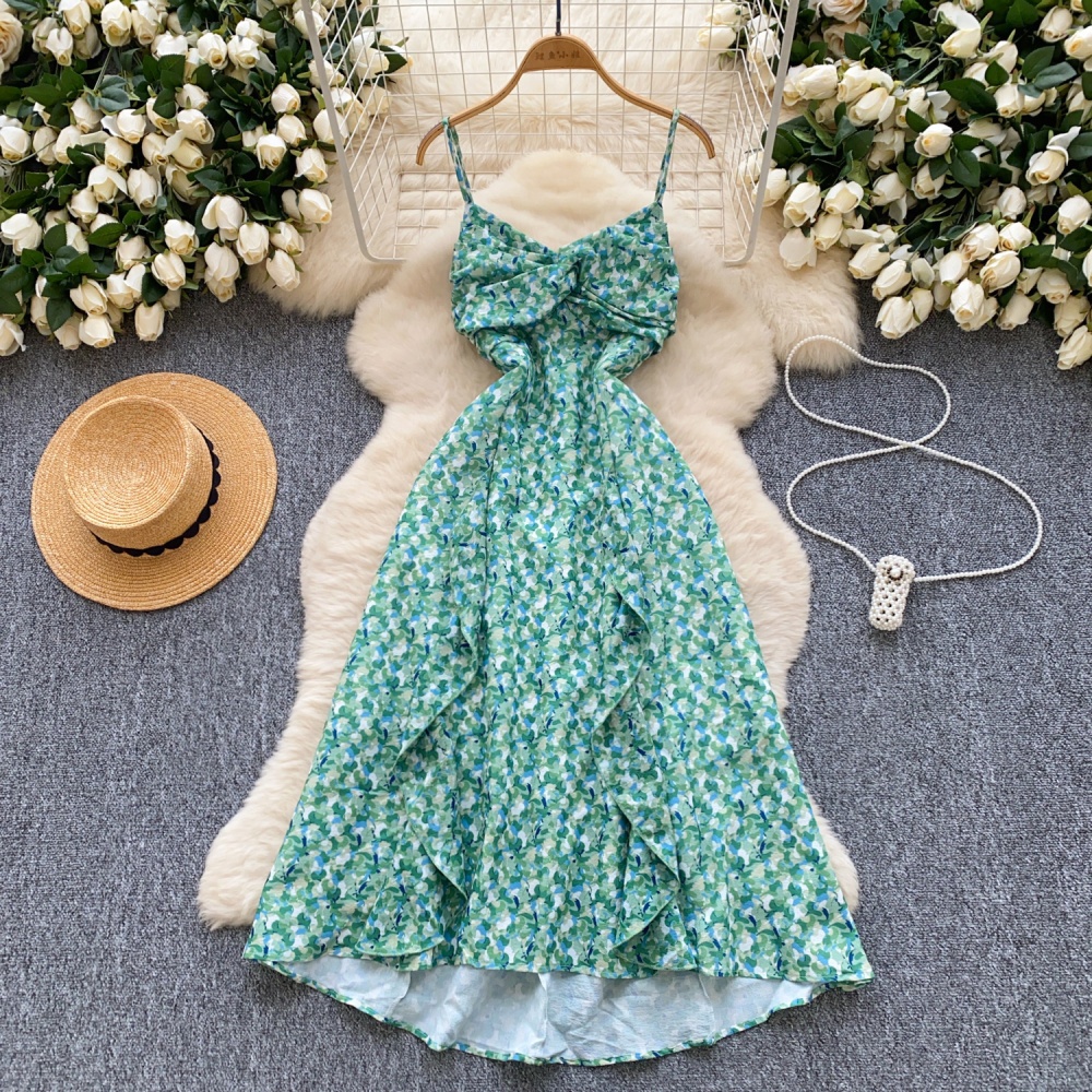 Vacation long dress lotus leaf edges dress for women