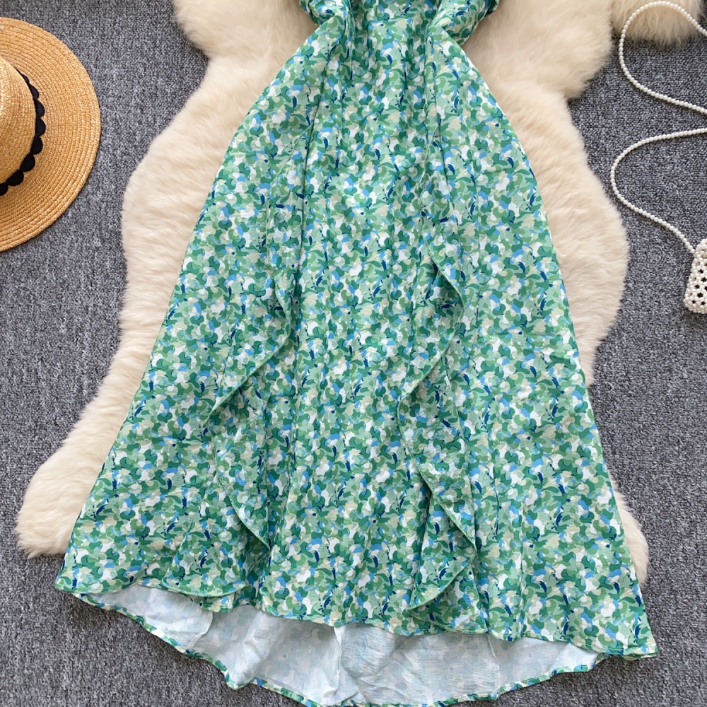 Vacation long dress lotus leaf edges dress for women