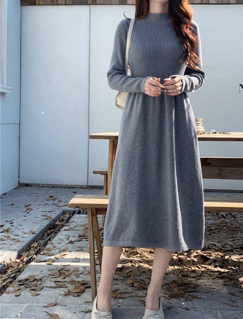 Autumn and winter sweater dress long waistcoat 2pcs set