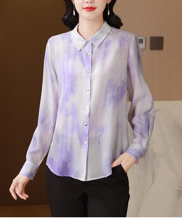 France style tender lapel silk shirt for women