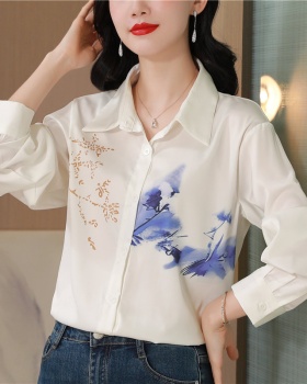 White show young unique shirt printing Western style tops