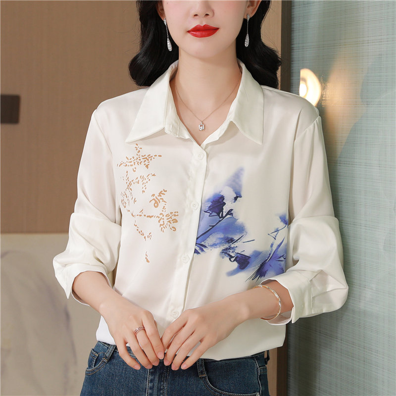 White show young unique shirt printing Western style tops