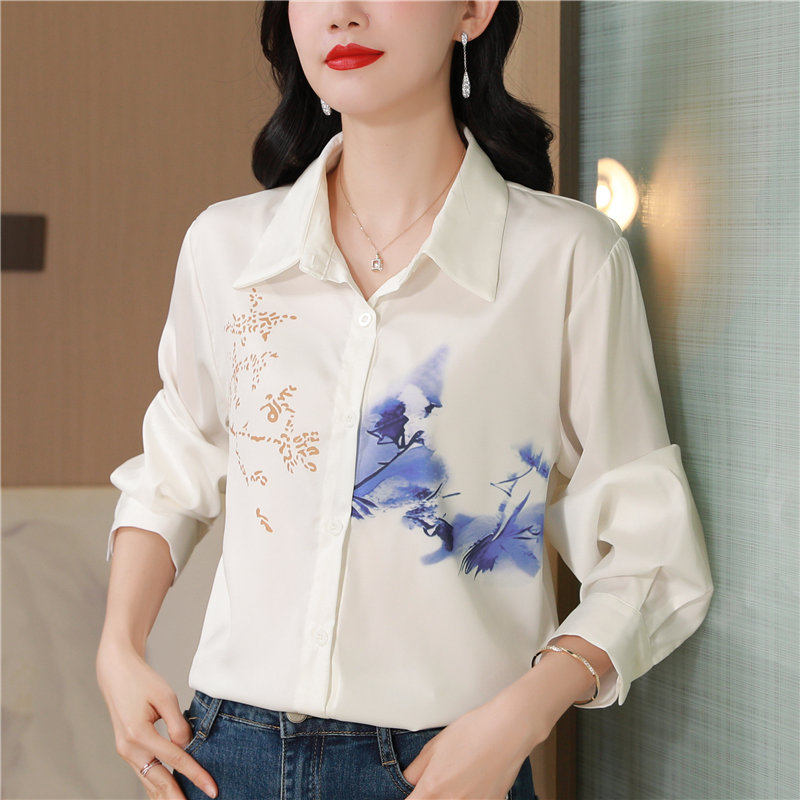 White show young unique shirt printing Western style tops