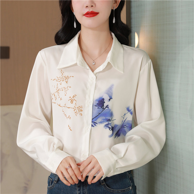 White show young unique shirt printing Western style tops