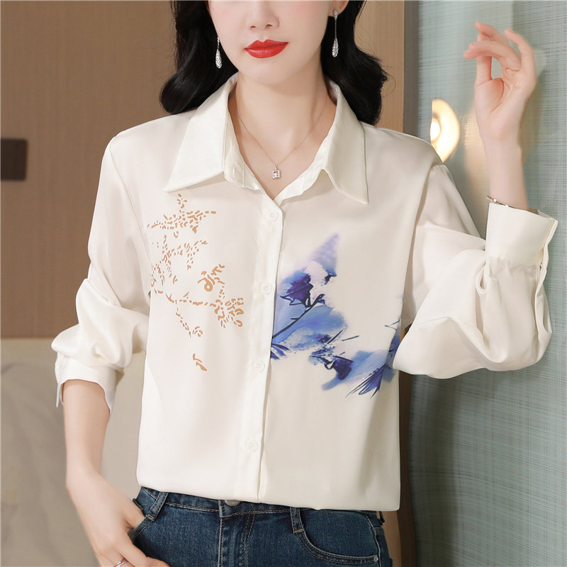 White show young unique shirt printing Western style tops