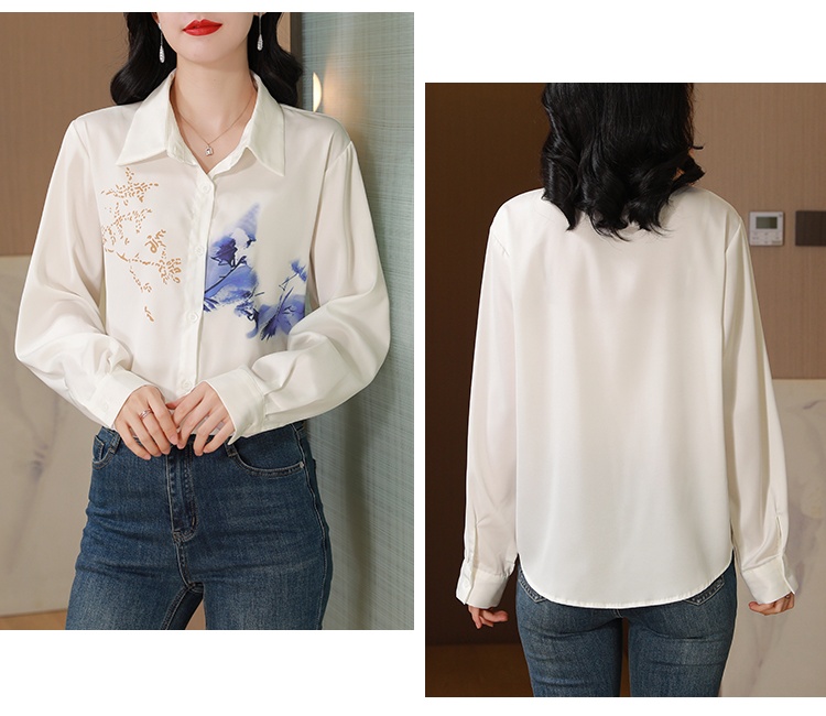 White show young unique shirt printing Western style tops