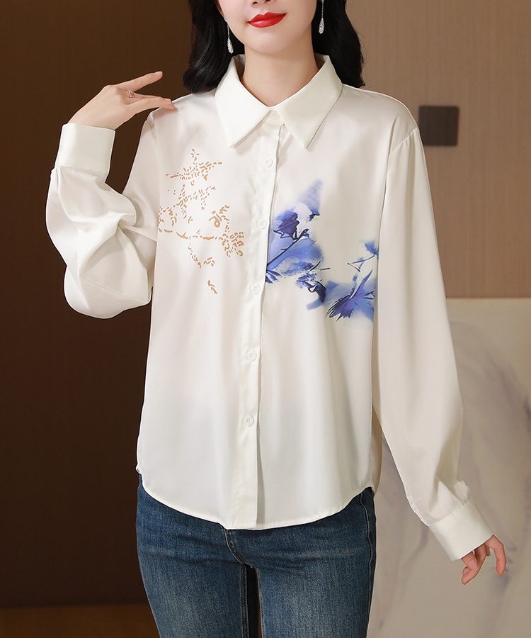 White show young unique shirt printing Western style tops