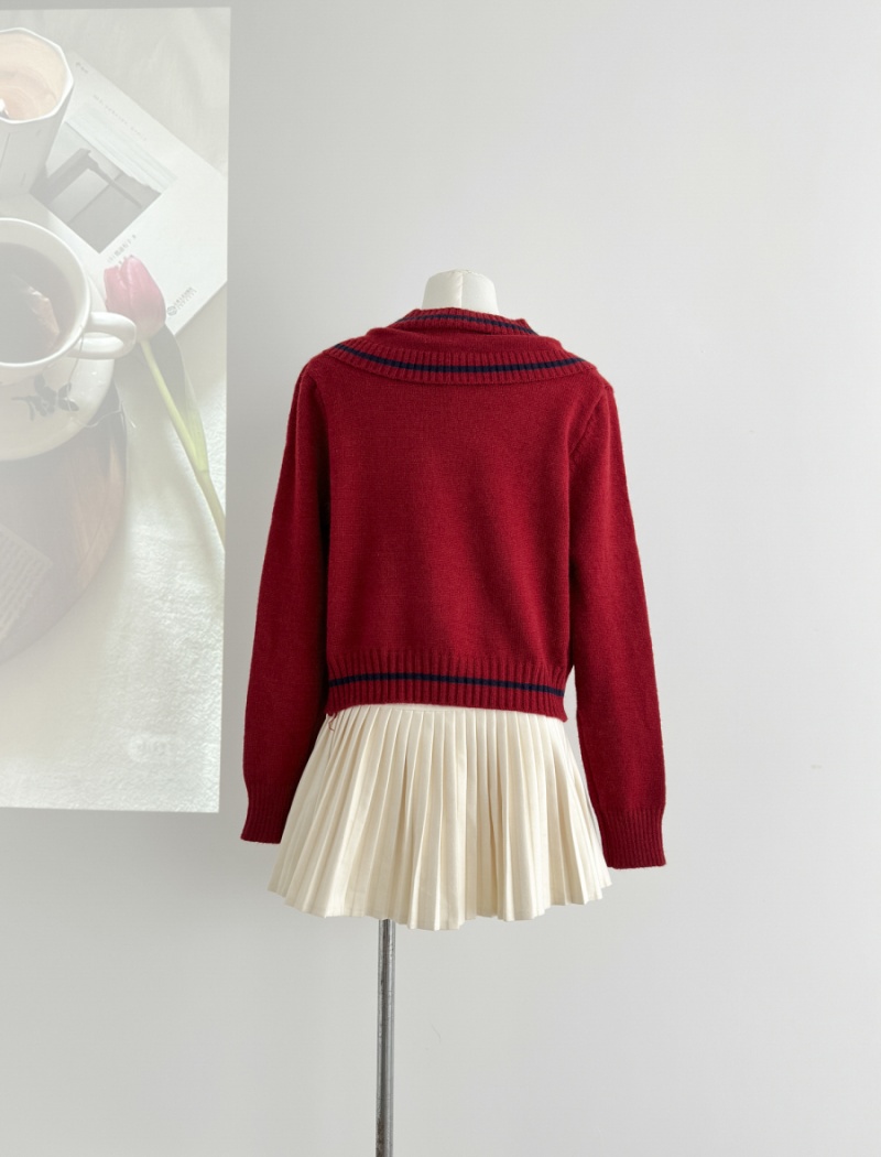 Bow autumn and winter cardigan knitted tops for women