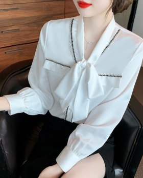 Bow temperament small shirt frenum chiffon shirt