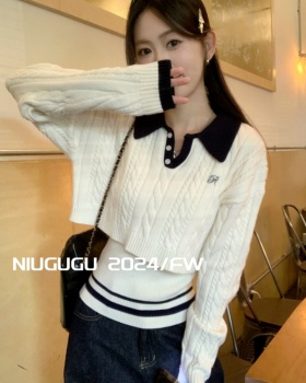 Lazy slim sweater winter inside the ride tops 2pcs set for women