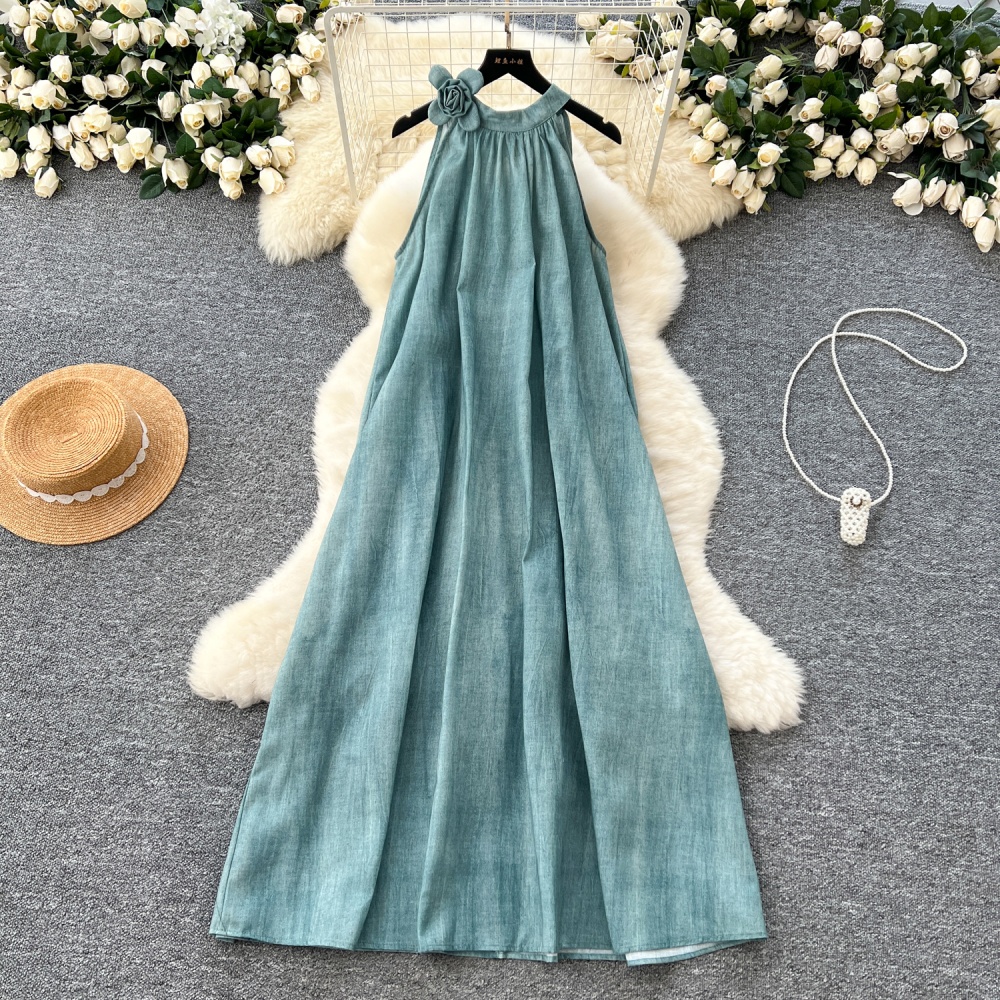 France style flowers long dress loose slim dress for women