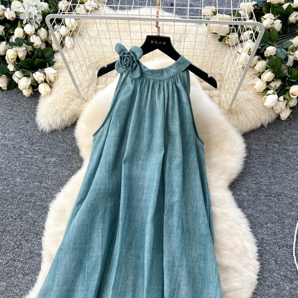 France style flowers long dress loose slim dress for women