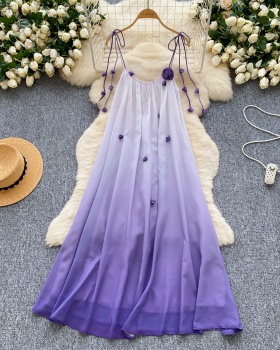 France style gradient long dress purple dress for women