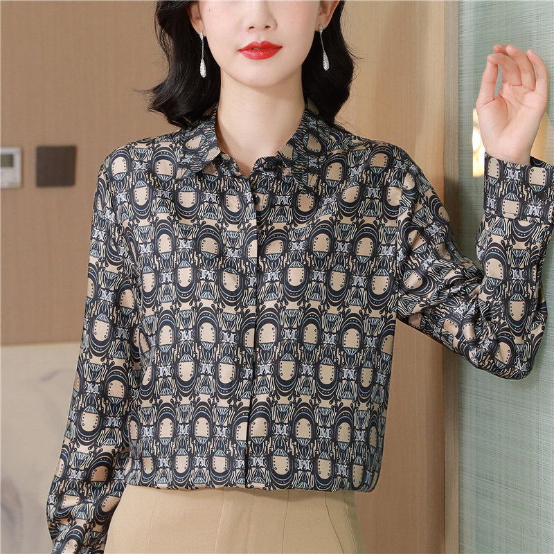 Twill real silk printing shirt