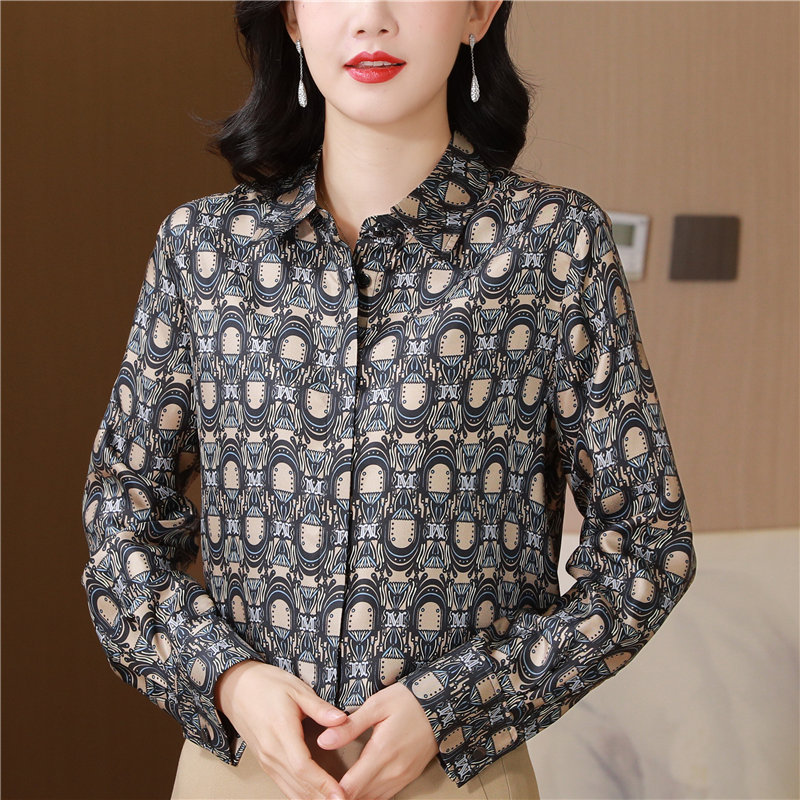 Twill real silk printing shirt