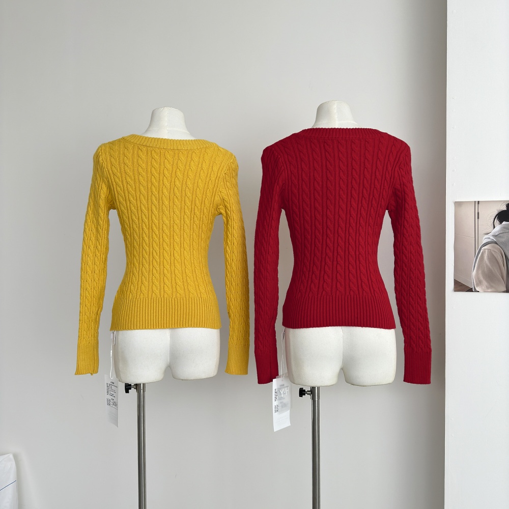 Mixed colors pullover college style sweater for women