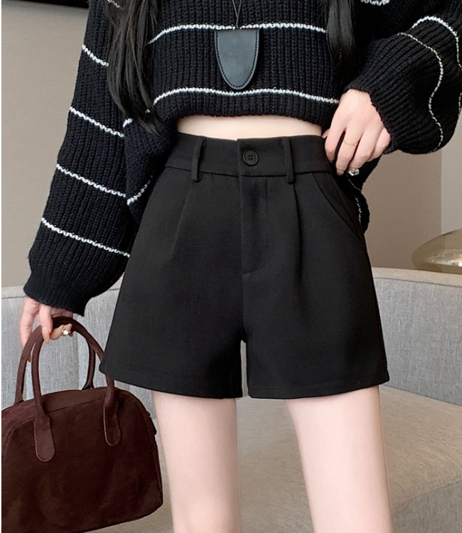 Woolen wide leg boots pants slim shorts for women