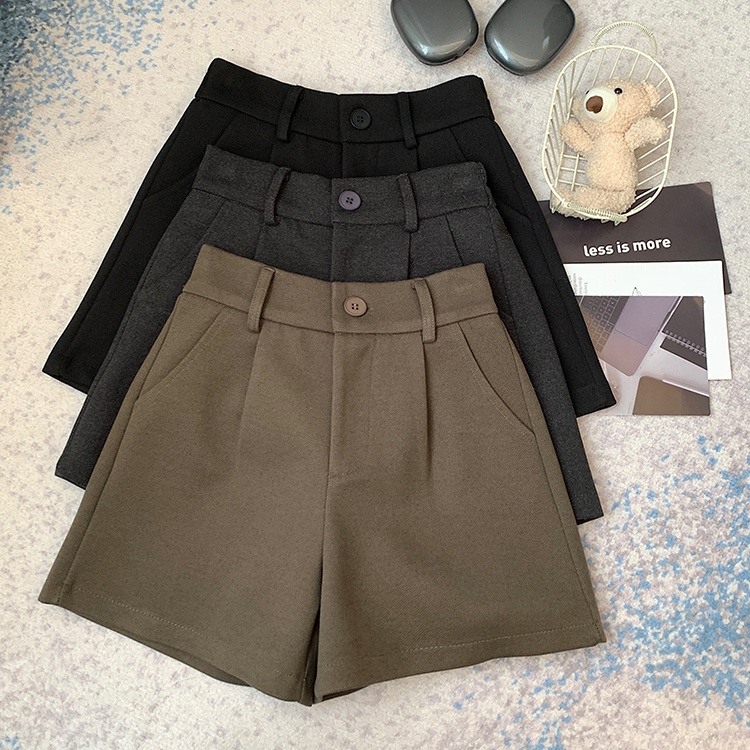 Woolen wide leg boots pants slim shorts for women