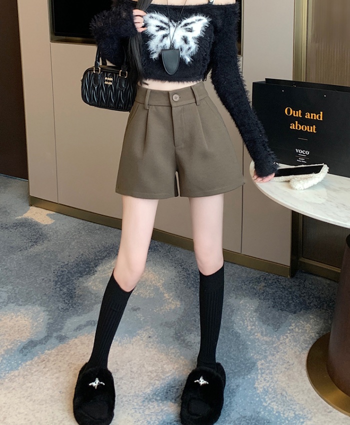 Woolen wide leg boots pants slim shorts for women