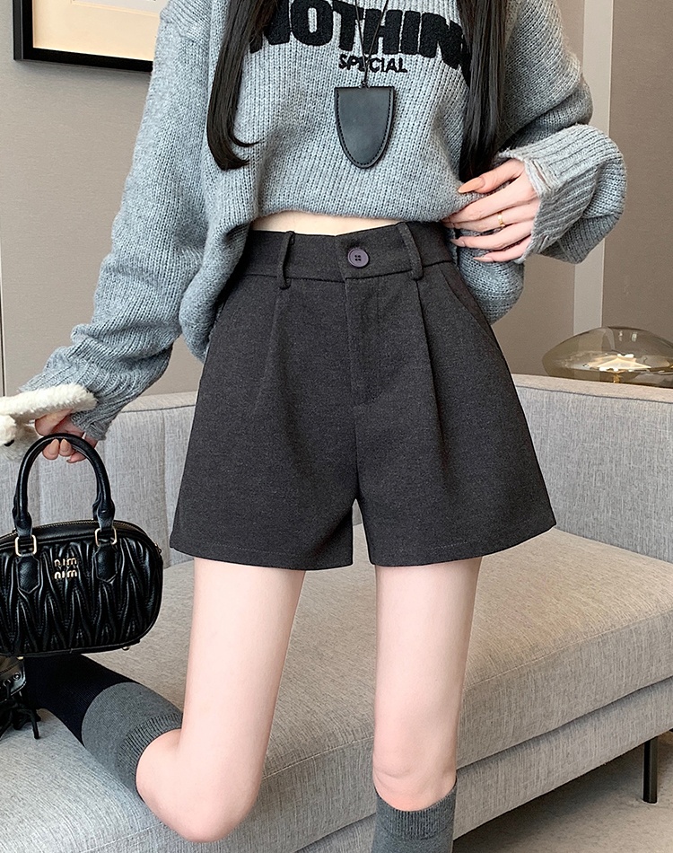 Woolen wide leg boots pants slim shorts for women