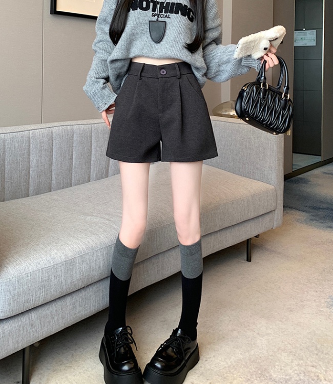 Woolen wide leg boots pants slim shorts for women