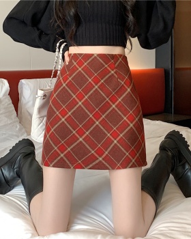 Package hip slim skirt plaid A-line short skirt