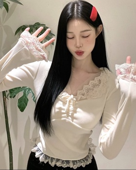 Embroidery knitted T-shirt lace tops