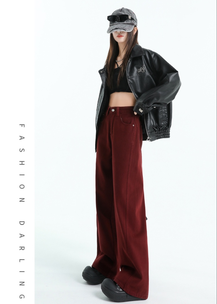 Clipping stereoscopic spring brown long pants