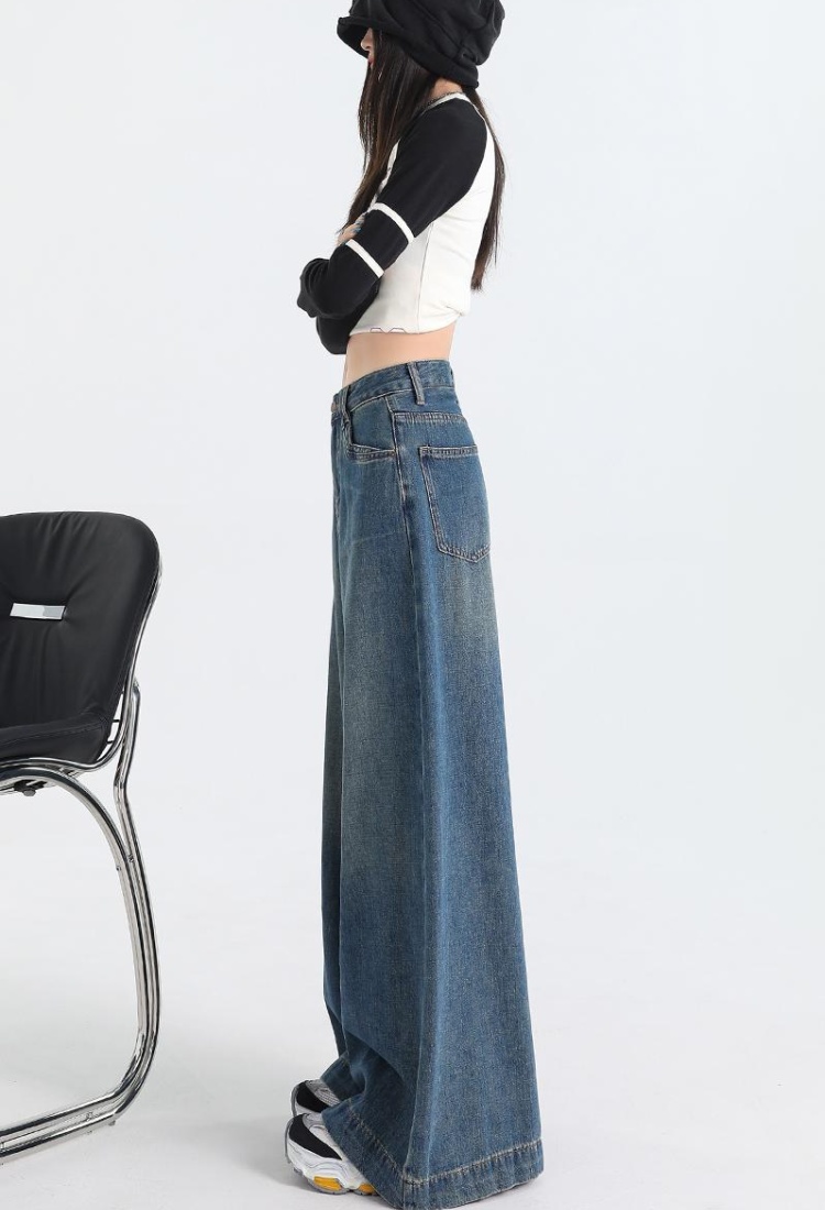 Loose big wide leg jeans slim long pants for women