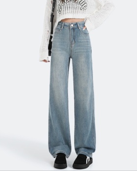 Autumn and winter straight pants wide leg jeans for women