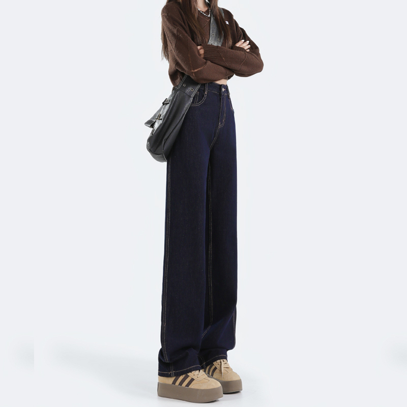 Autumn and winter straight pants wide leg jeans for women