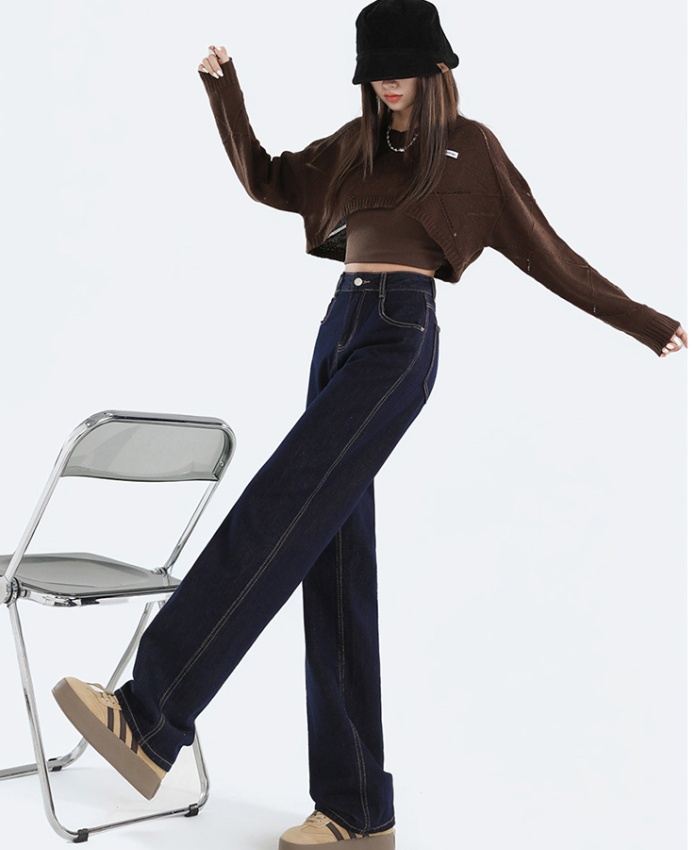 Autumn and winter straight pants wide leg jeans for women