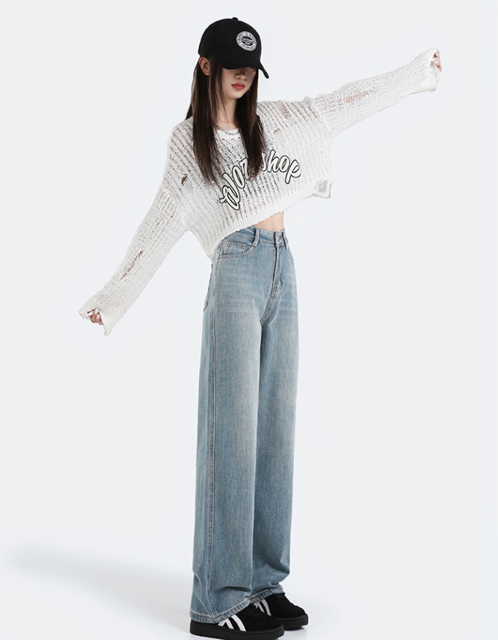 Autumn and winter straight pants wide leg jeans for women