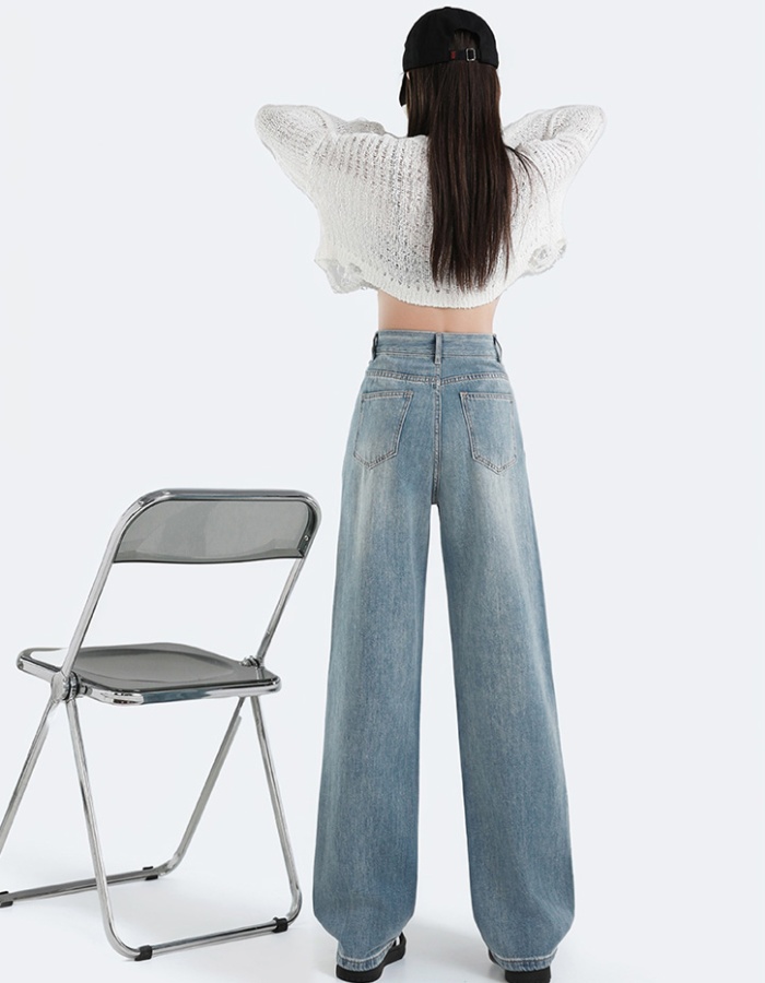 Autumn and winter straight pants wide leg jeans for women