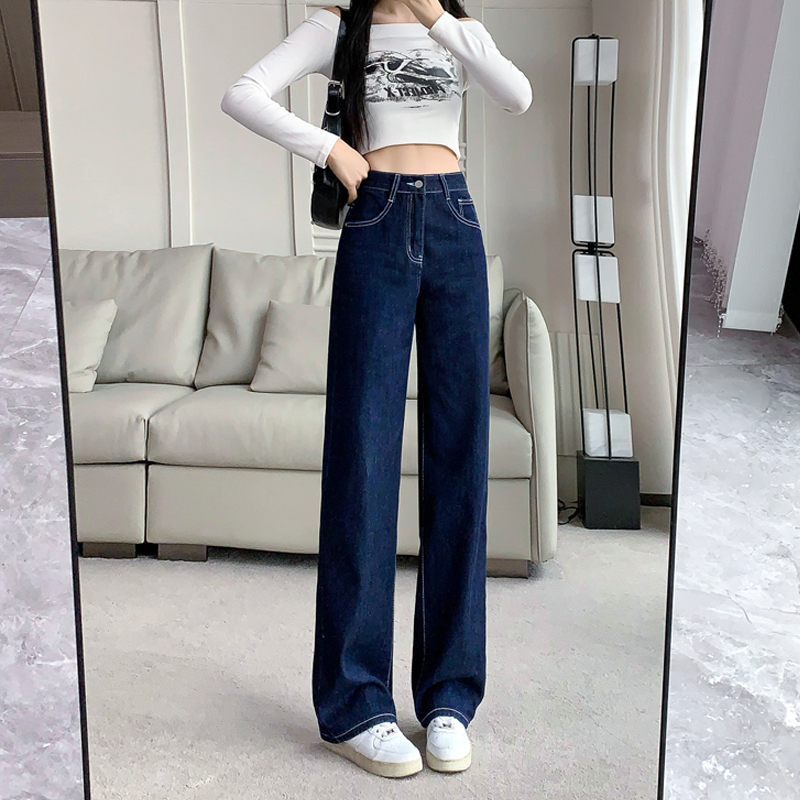 Fashion personality long pants mopping navy blue pants