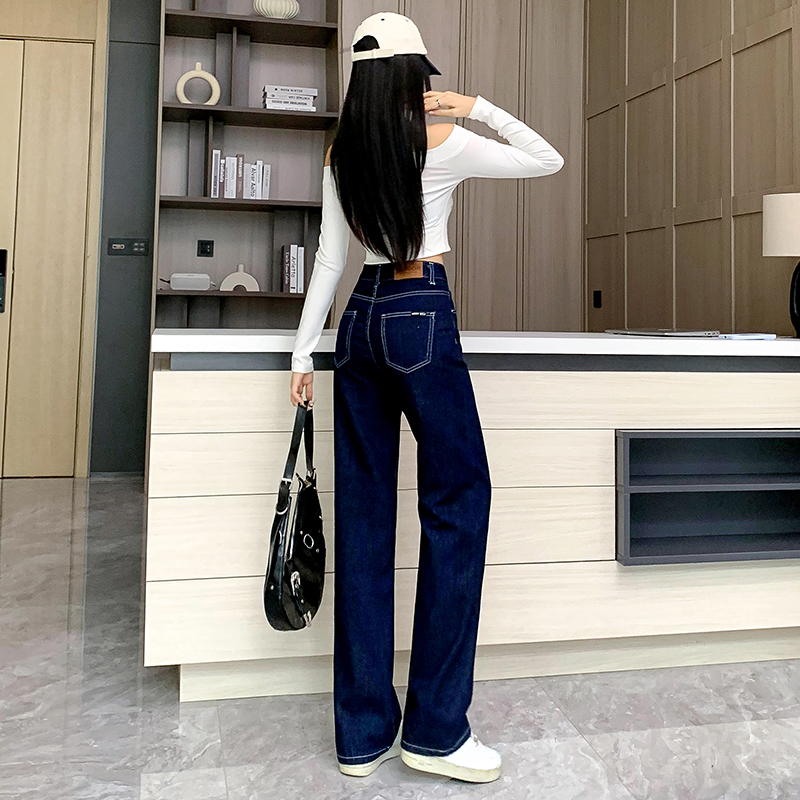 Fashion personality long pants mopping navy blue pants