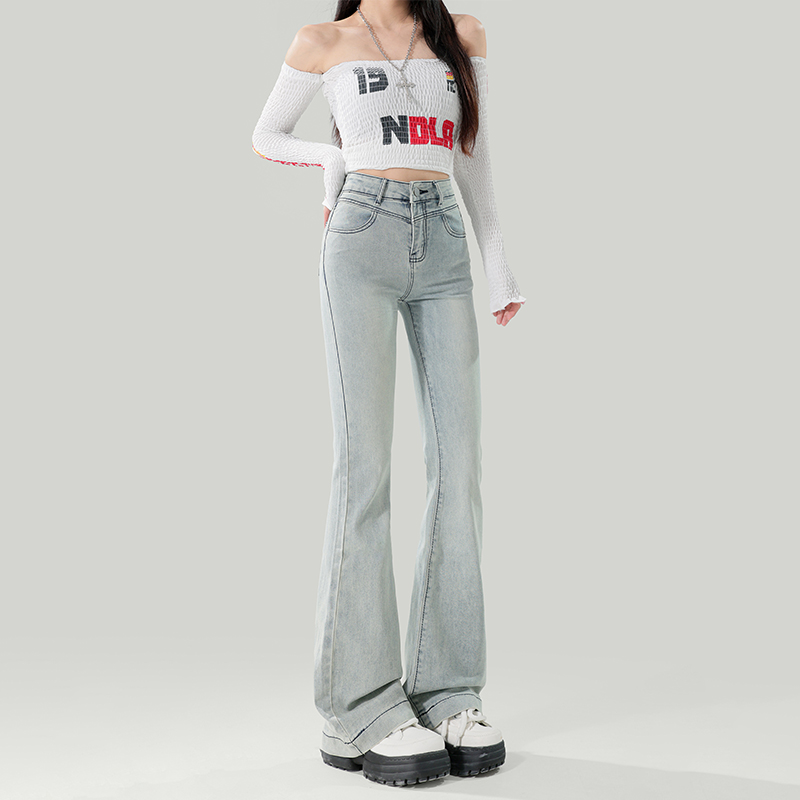 Slim all-match flare pants spring jeans for women