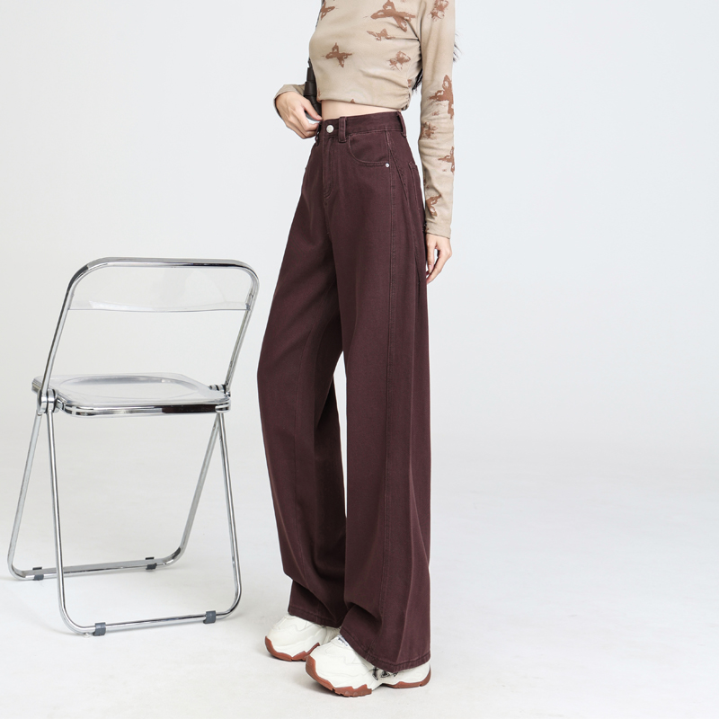 Spring banana pants brown denim clipping long pants