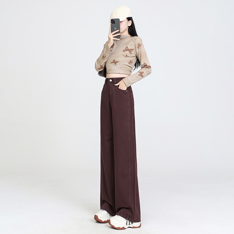 Spring banana pants brown denim clipping long pants