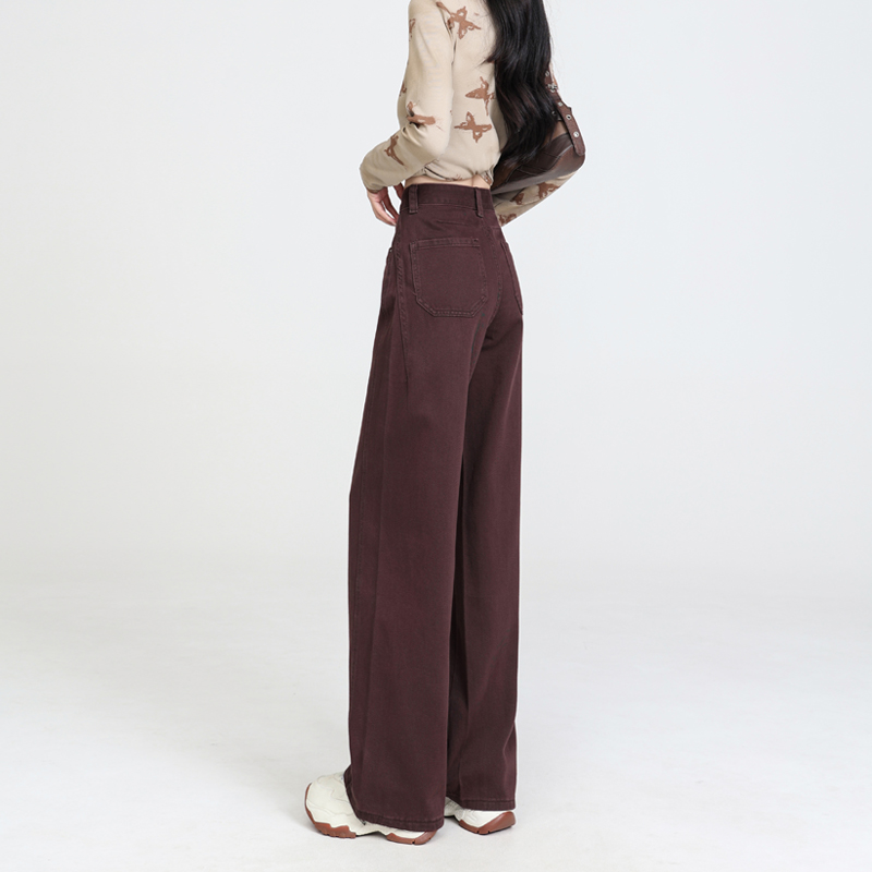 Spring banana pants brown denim clipping long pants