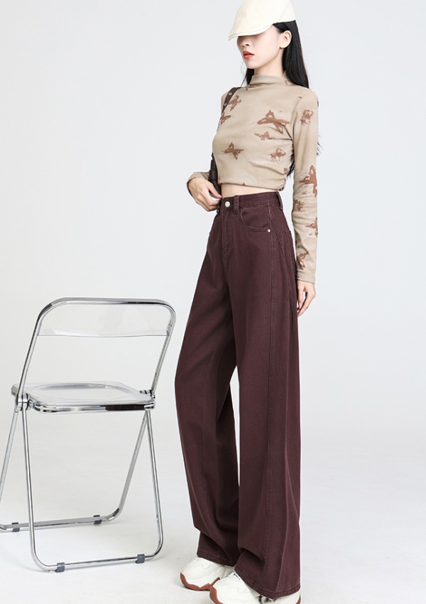 Spring banana pants brown denim clipping long pants