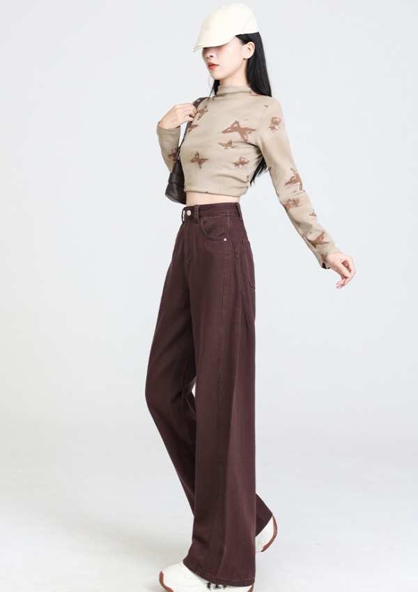 Spring banana pants brown denim clipping long pants